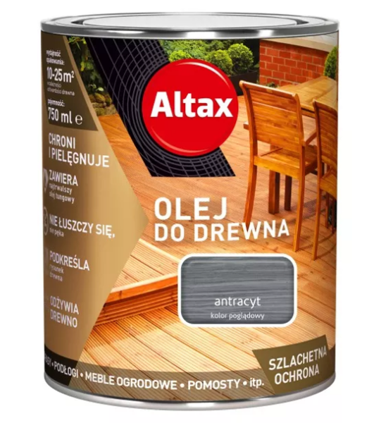 Obrazek Altax Olej Do Drewna Antracyt 0,75l