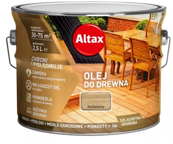 Obrazek Altax Olej Do Drewna Bezbarwny 2,5l