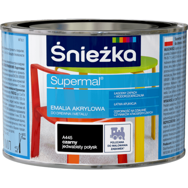Obrazek ŚNIEŻKA Emalia Akrylowa A445 Czarny 0,4 L