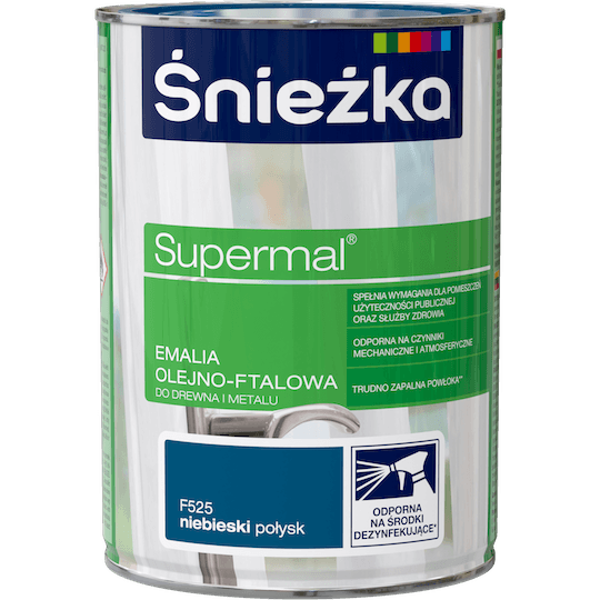 Obrazek ŚNIEŻKA Supermal® Emalia Olejno-ftalowa Połysk F525 Niebieski 0,8 L