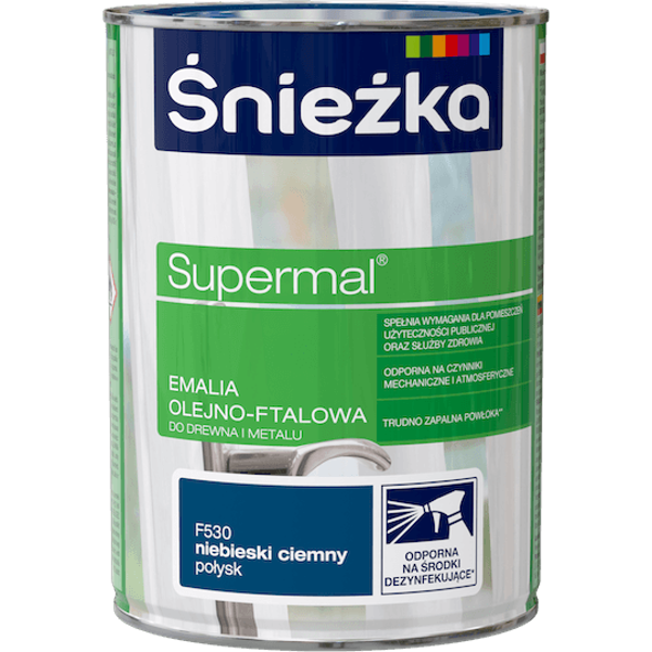 Obrazek ŚNIEŻKA Supermal® Emalia Olejno-ftalowa Połysk F530 Niebieski Ciemny  0,8 L