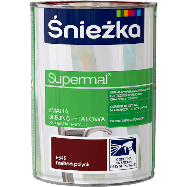 Obrazek ŚNIEŻKA Supermal® Emalia Olejno-ftalowa Połysk F545 Mahoń 0,8 L.