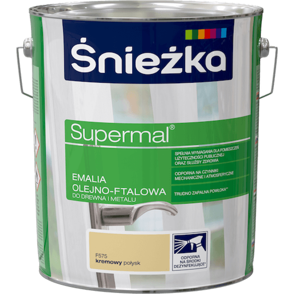 Obrazek ŚNIEŻKA Supermal® Emalia Olejno-ftalowa  Połysk F575 Kremowy  10 L.