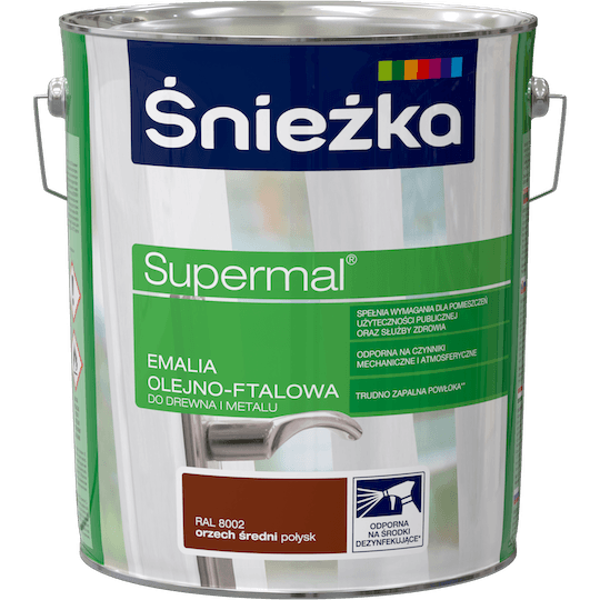 Obrazek ŚNIEŻKA Supermal® Emalia Olejno-ftalowa Połysk RAL 8002 Orzech Średni 10 L.