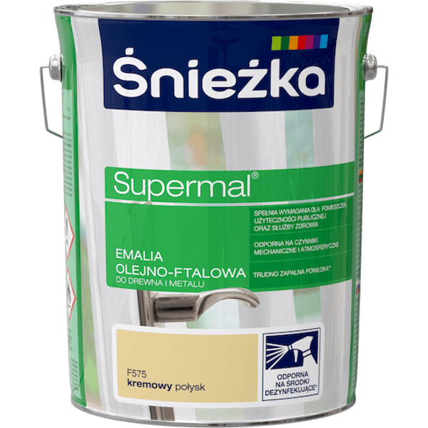 Obrazek ŚNIEŻKA Supermal® Emalia Olejno-ftalowa Połysk F575 Kremowa 5 L.