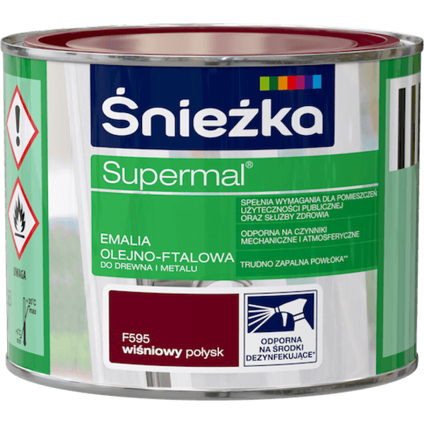 Obrazek ŚNIEŻKA Supermal® Emalia Olejno-ftalowa Połysk F595 Wiśniowa 0,2 L